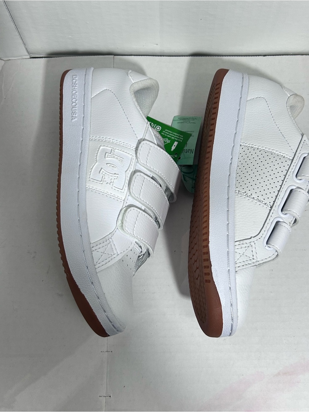 DC ' White Velcro Sneakers with Gum Sole